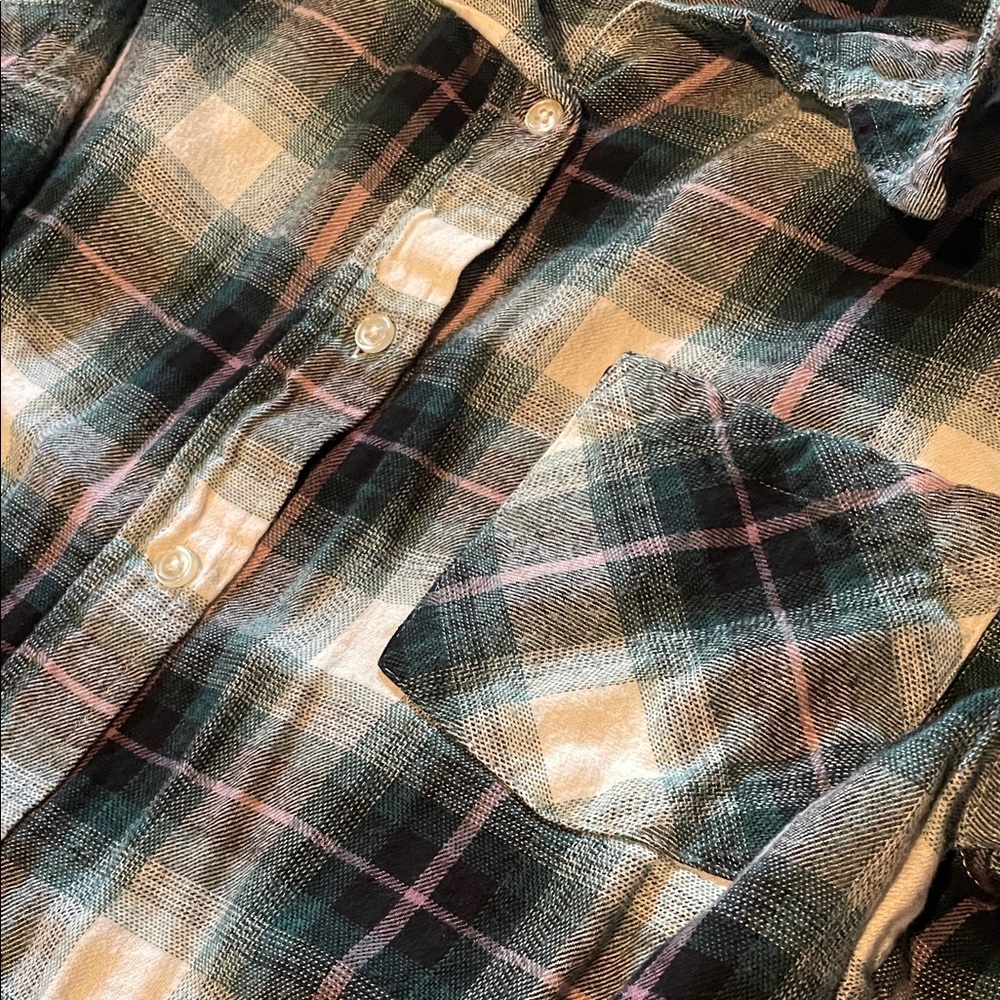 Sonoma Green and Pink Plaid Shirt - Picture 3 of 3